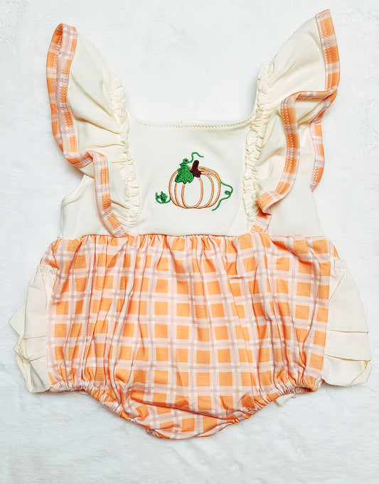 Orange Plaid Pumpkin Romper