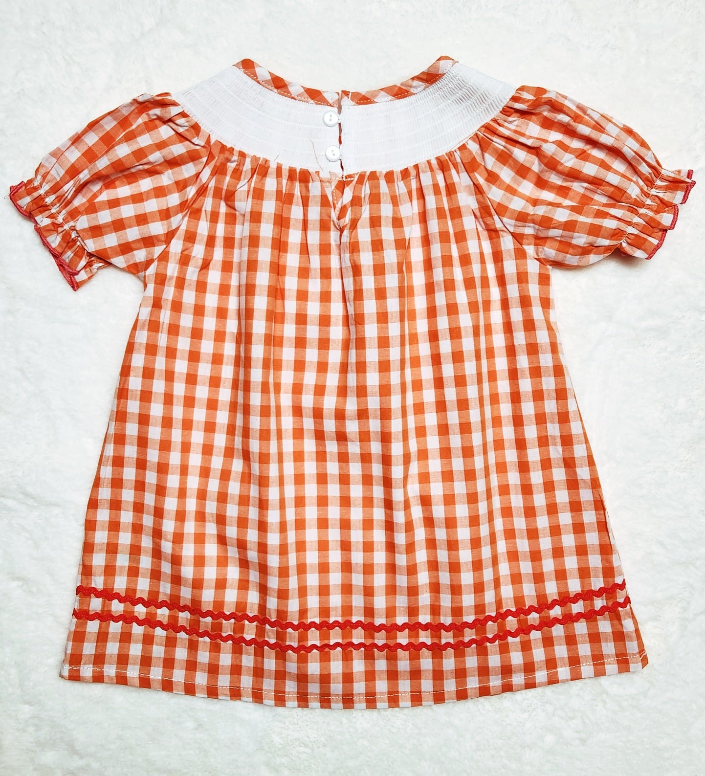 Orange Plaid Pumpkin Truck Smocked Dress