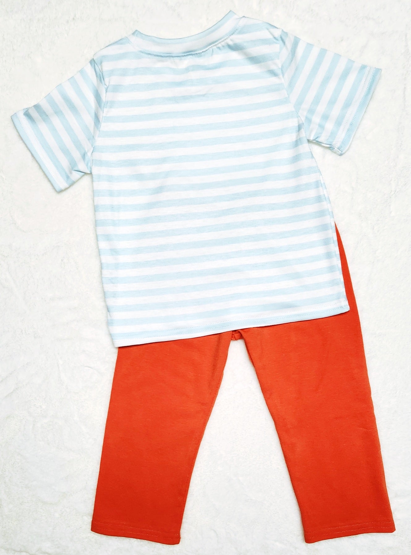 Blue Striped Embroidered Pumpkin Pant Set