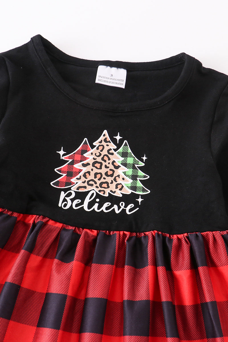 Buffalo Check Believe Dress with Red Socks