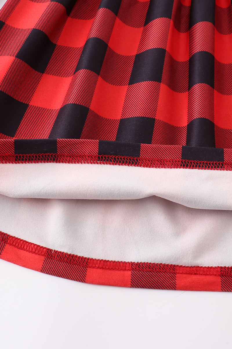 Buffalo Check Believe Dress with Red Socks