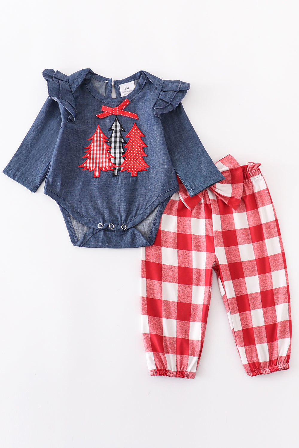 Red Plaid Christmas Tree Pant Set