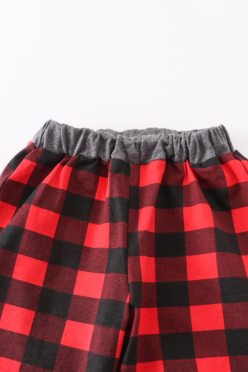 Buffalo Check Button Christmas Tree Pant Set