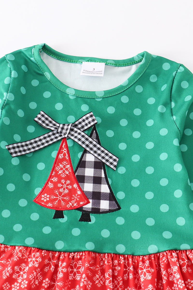 Green Polkadot Christmas Tree Top with Matching Ruffle Pants