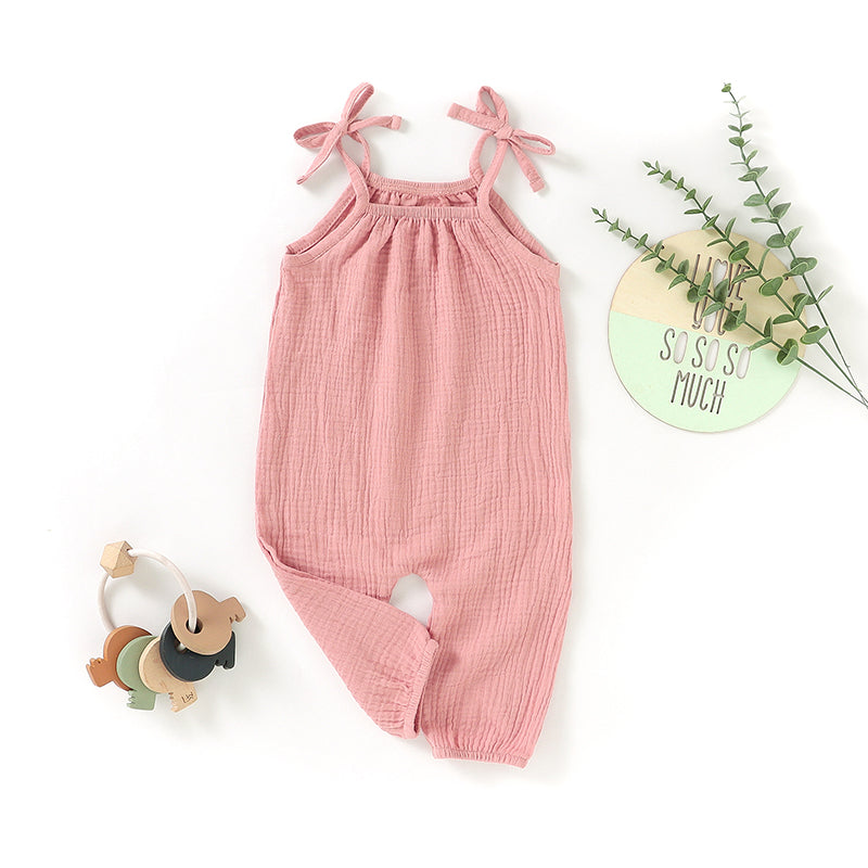 Organic Cotton Muslin Jumpsuit - Coral Pink