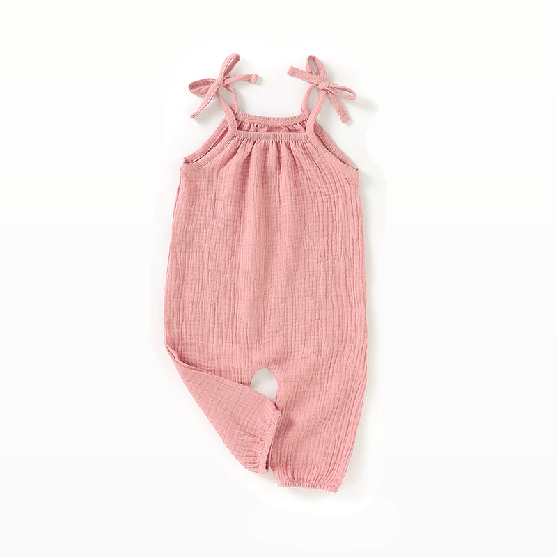 Organic Cotton Muslin Jumpsuit - Coral Pink