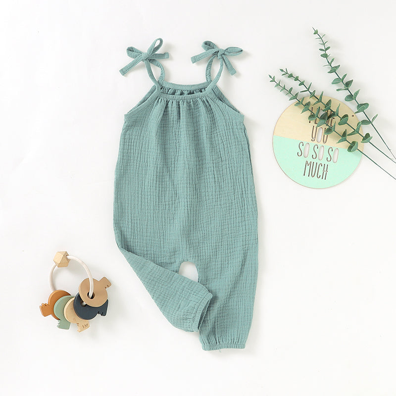 Organic Cotton Muslin Jumpsuit - Sage Green