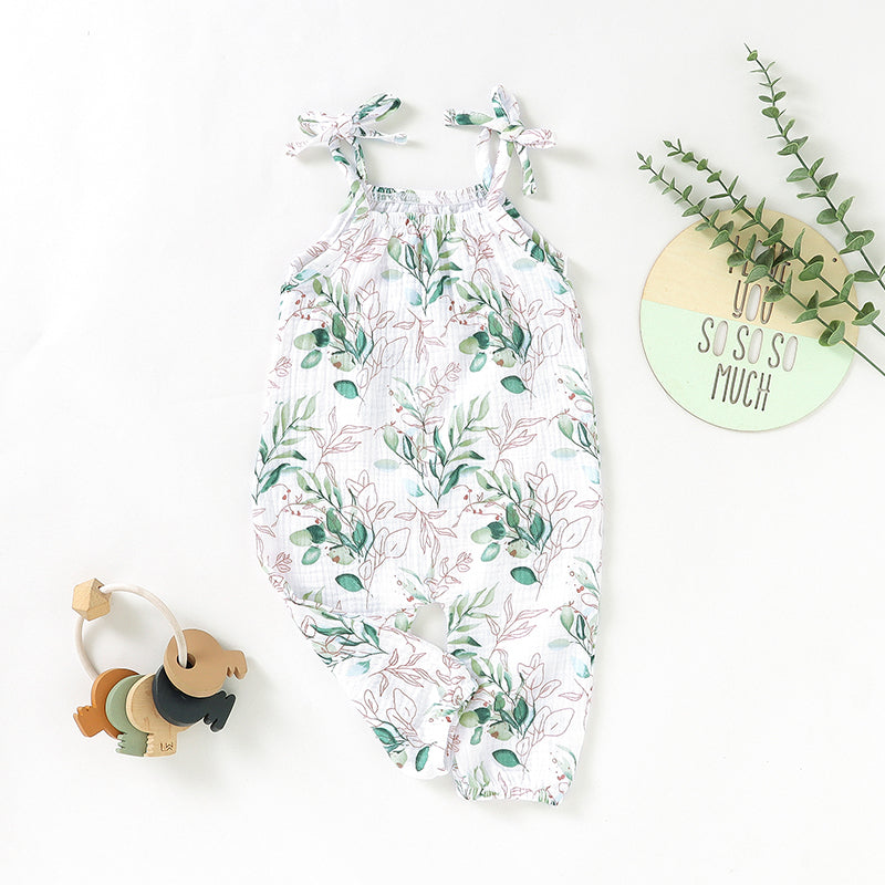 Organic Cotton Muslin Jumpsuit - Leaves