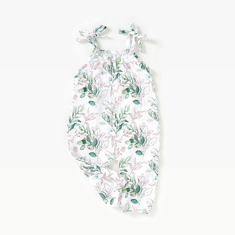 Organic Cotton Muslin Jumpsuit - Leaves