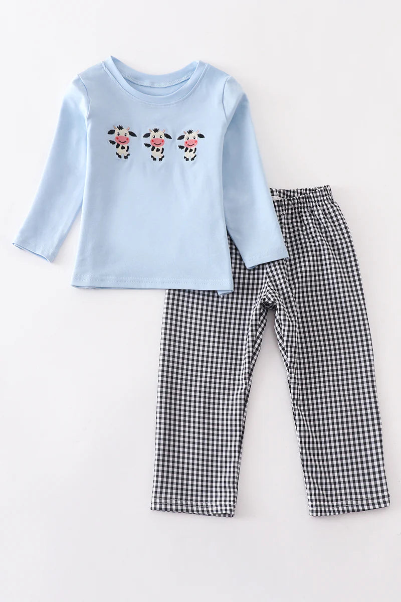 Baby Cow Embroidery Pant Set