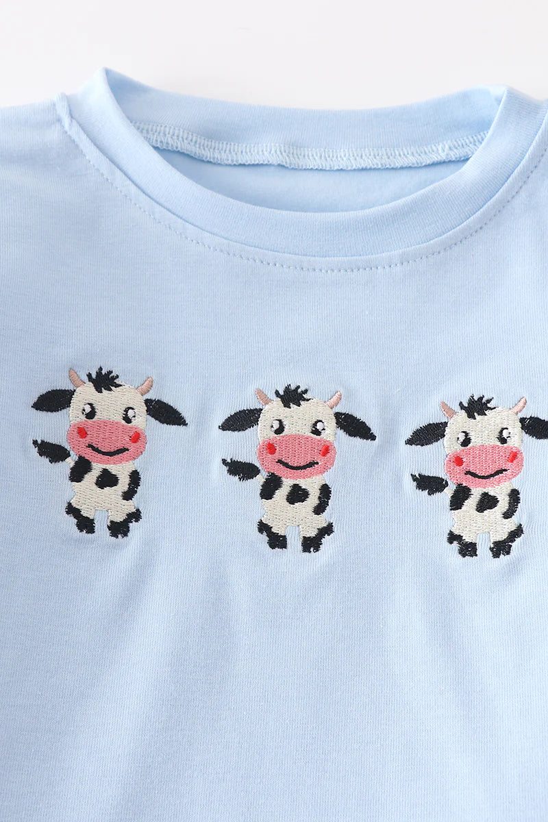 Baby Cow Embroidery Pant Set