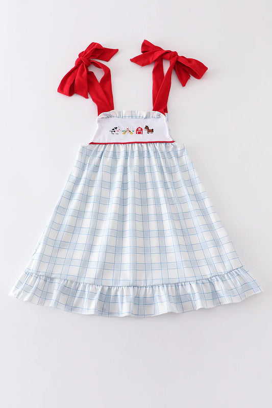 Farm Animal Applique Dress with Tie Straps