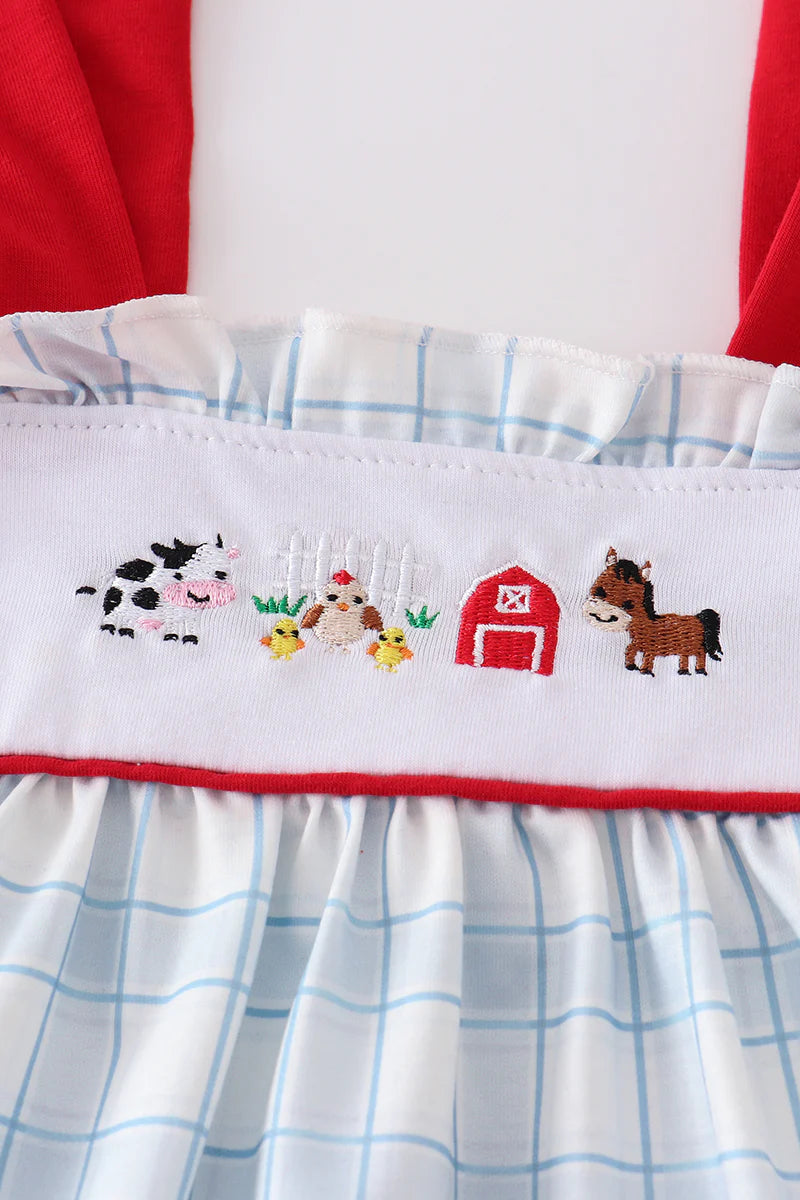 Farm Animal Applique Dress with Tie Straps