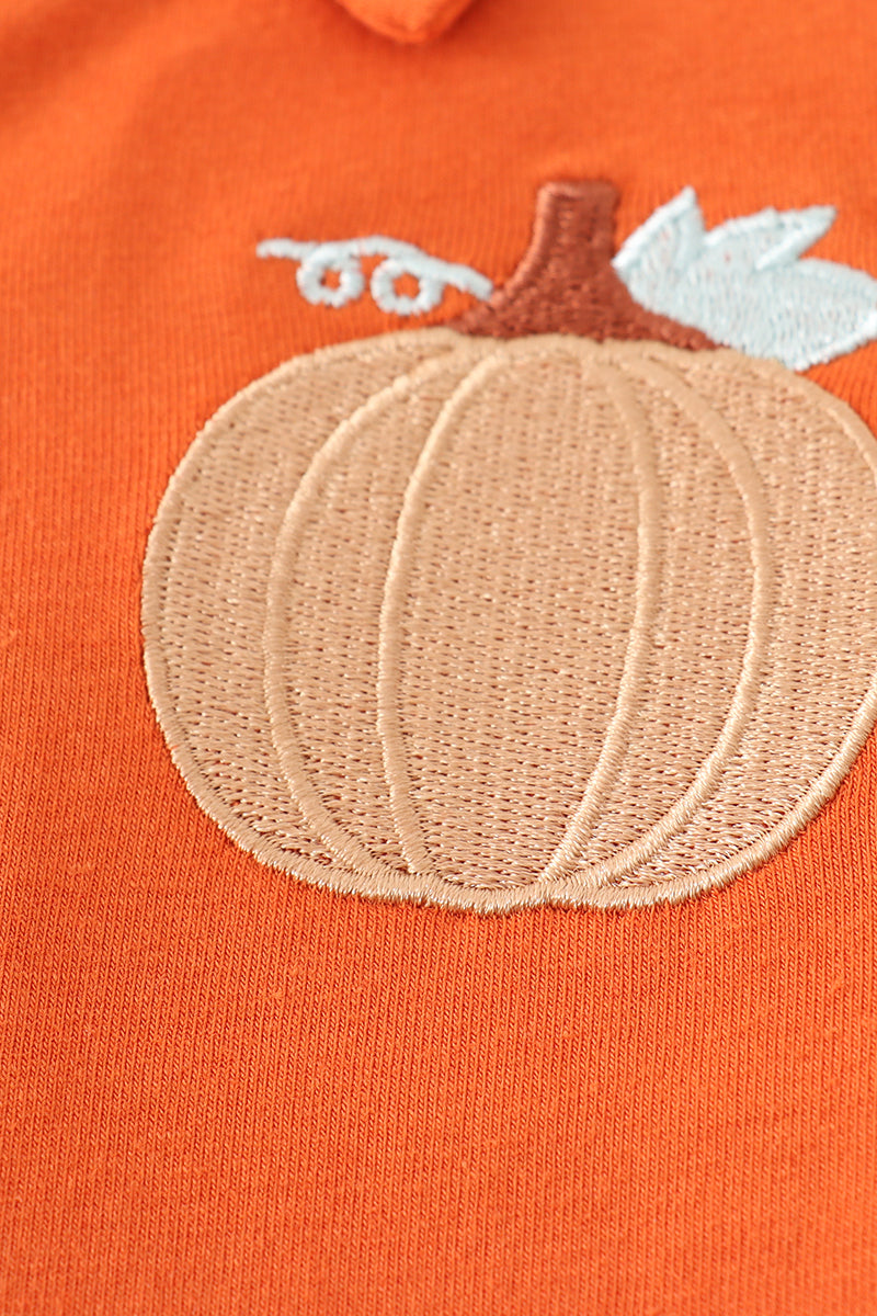 Pumpkin Embroidery Long Sleeve Shirt