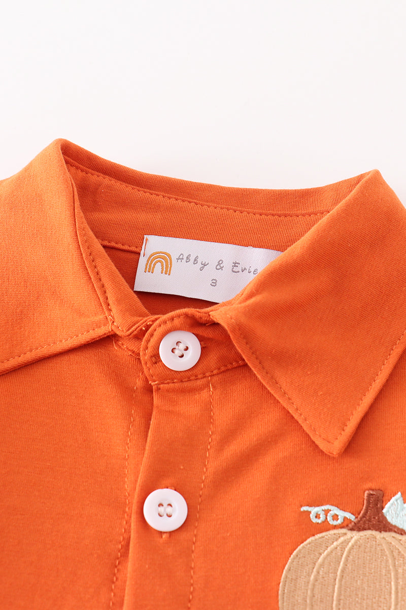 Pumpkin Embroidery Long Sleeve Shirt