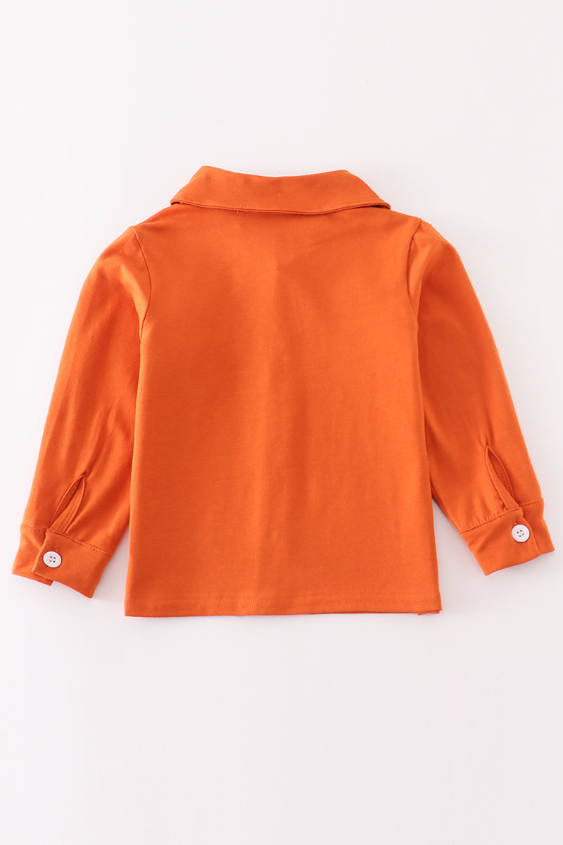 Pumpkin Embroidery Long Sleeve Shirt