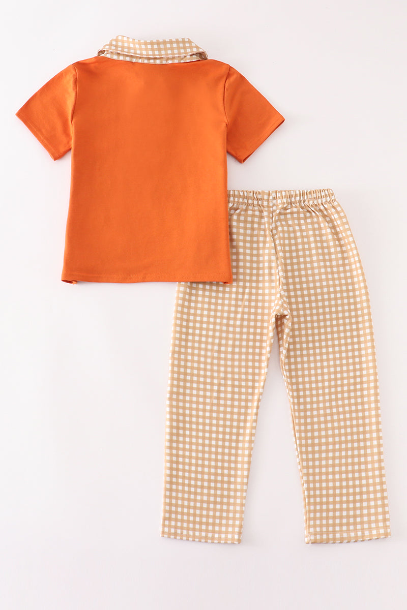 Pumpkin Embroidery Pant Set