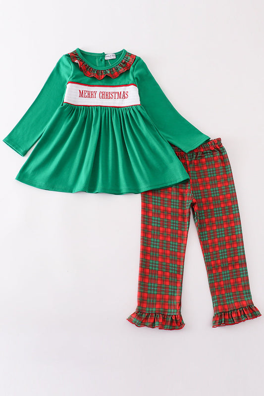 Festive Merry Christmas Ruffle Pants Set