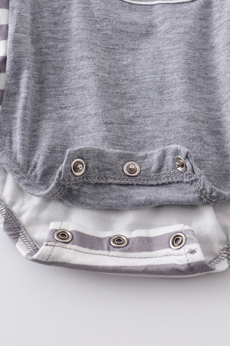 Grey Striped Overall Bubble with Pocket