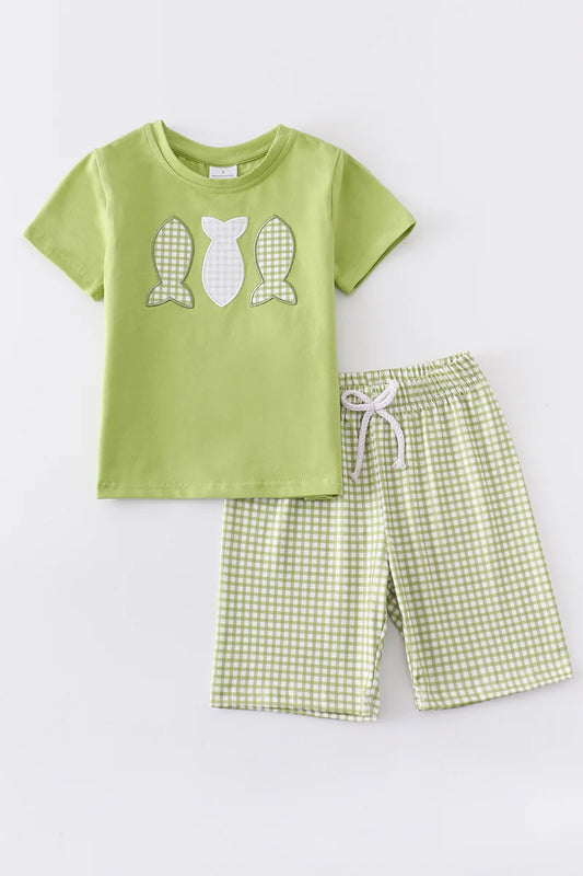 Green Three Fish Short Set