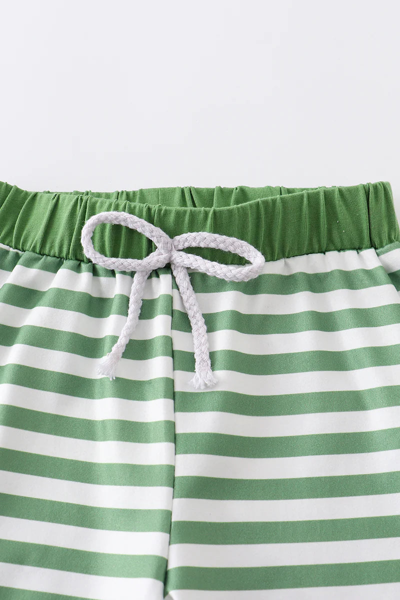 Green Striped Short Set with Pocket