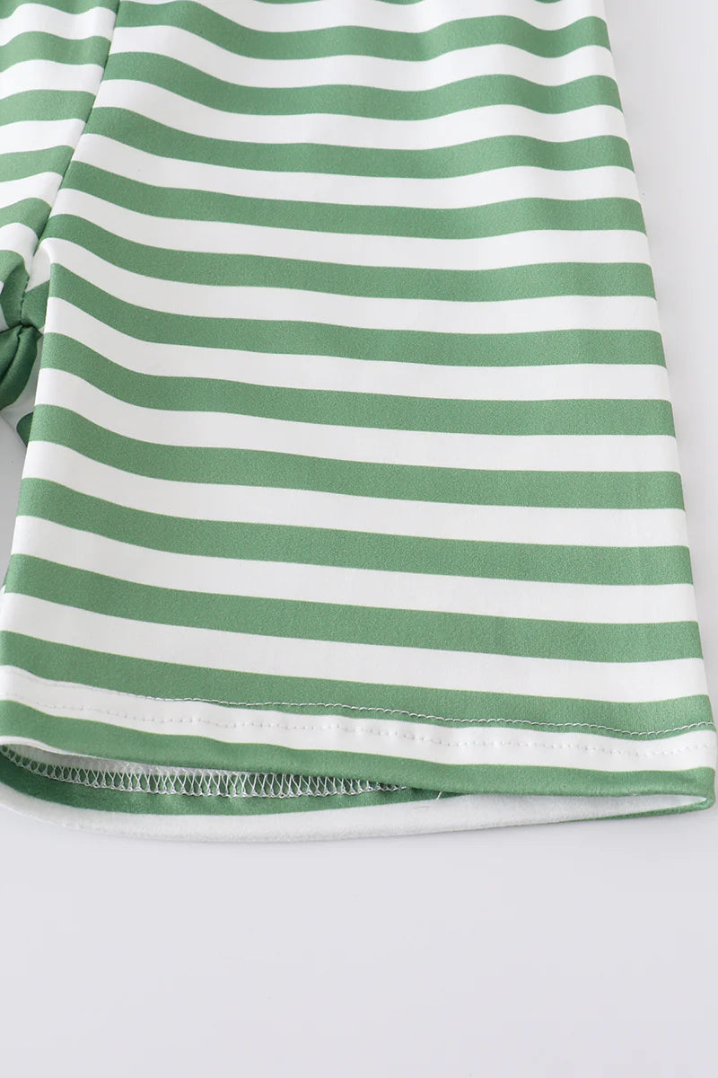 Green Striped Short Set with Pocket