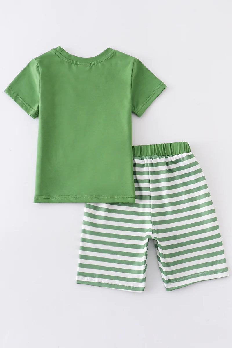 Green Striped Short Set with Pocket