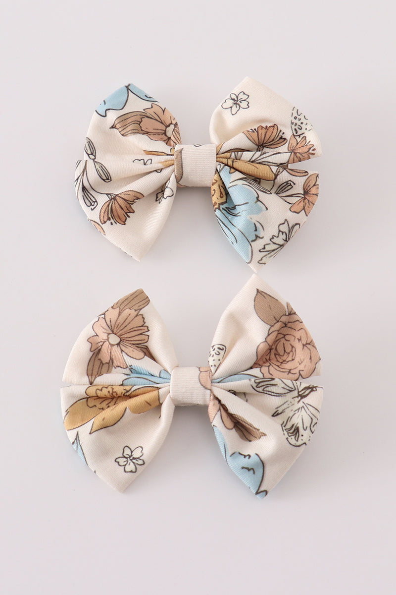 Floral Fall Hairbow 3 Inch Pair