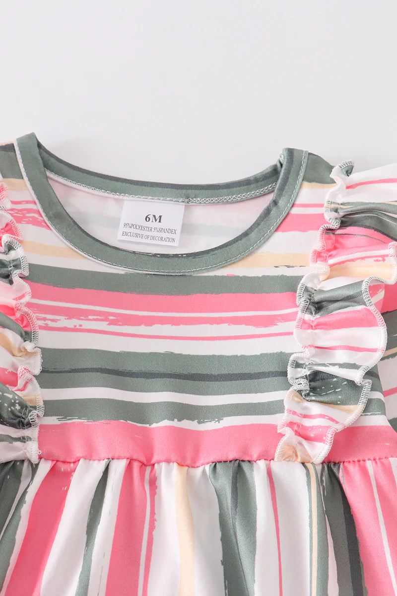 Multicolor Stripe Ruffle Bubble Romper