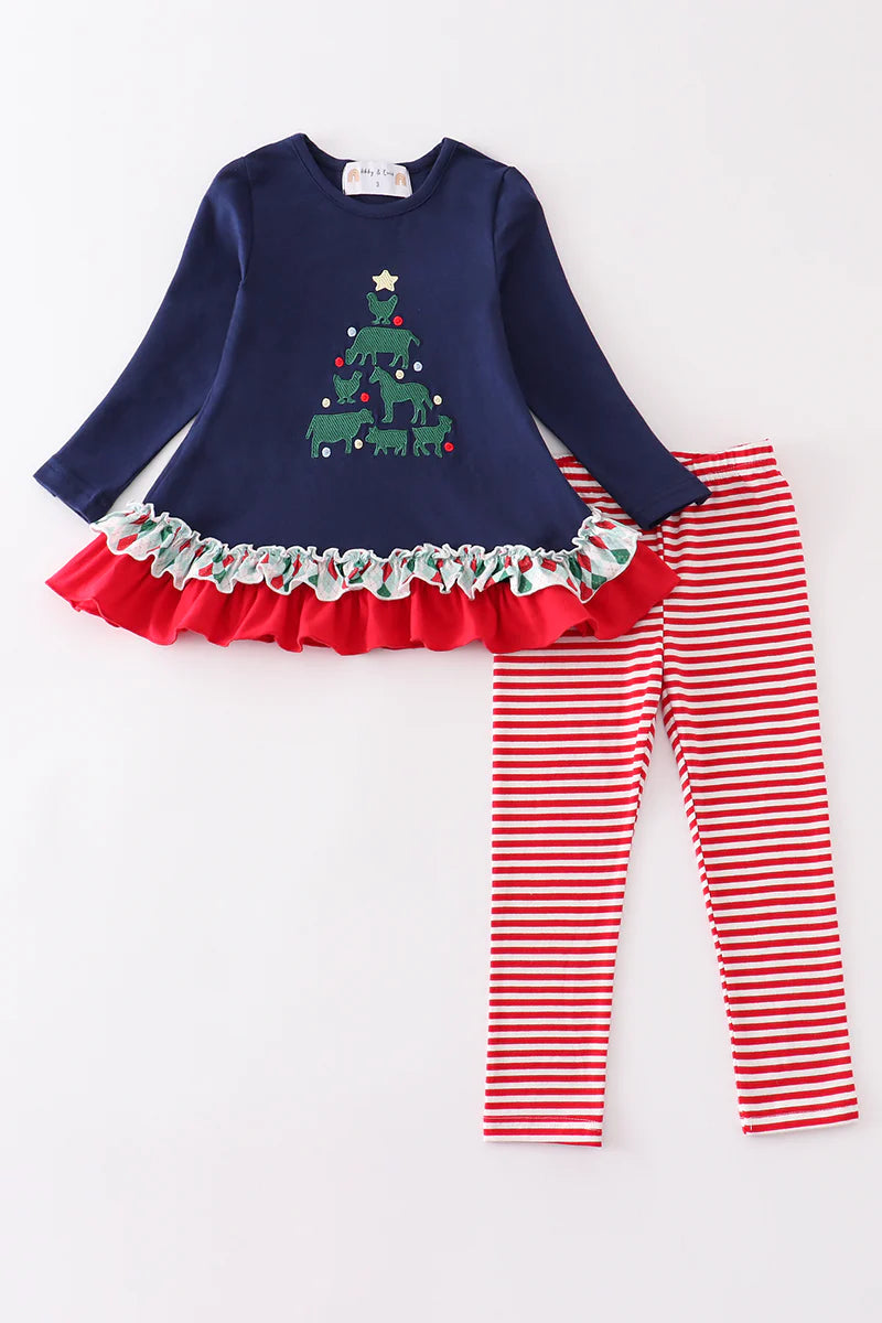 Barnyard Animal Christmas Tree Pant Set