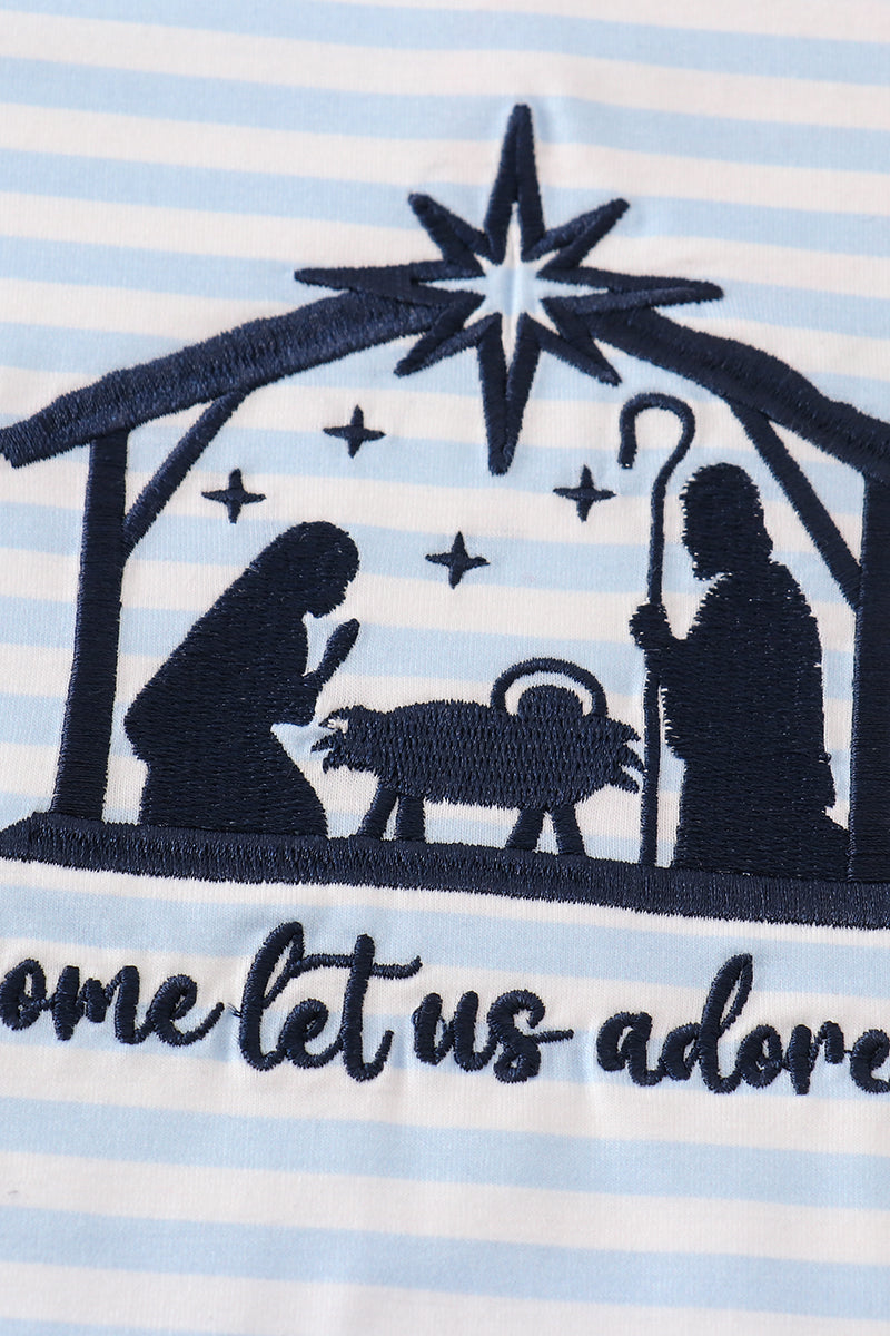 Navy Nativity Let Us Adore Him Pants Set