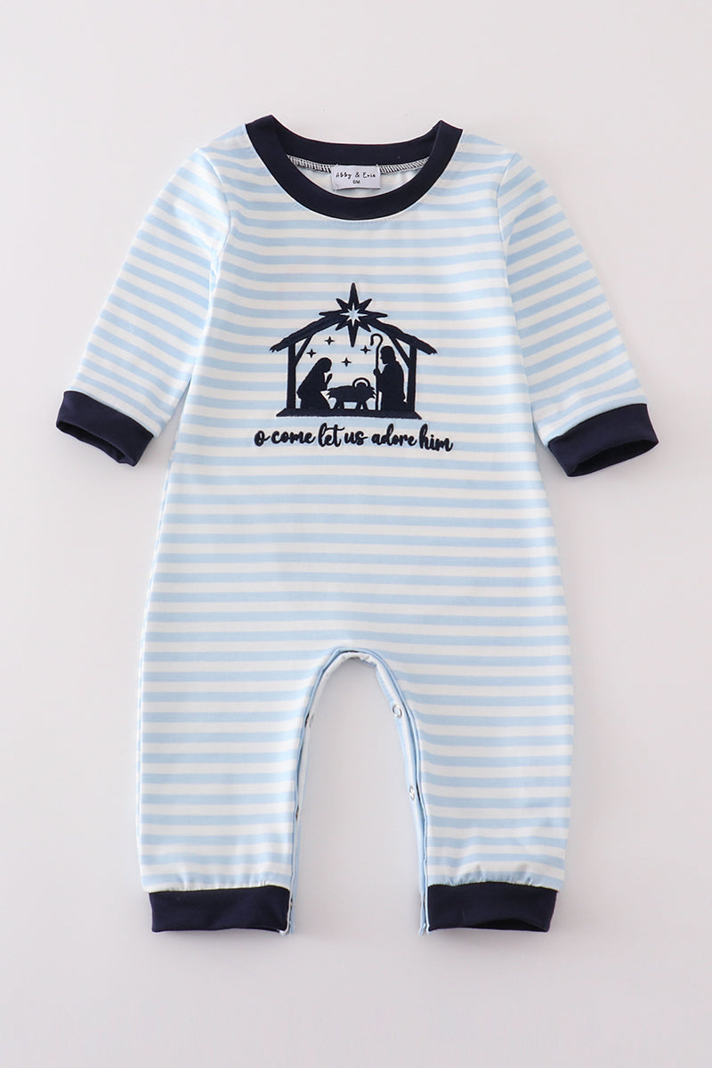 Navy Nativity Let Us Adore Him Romper