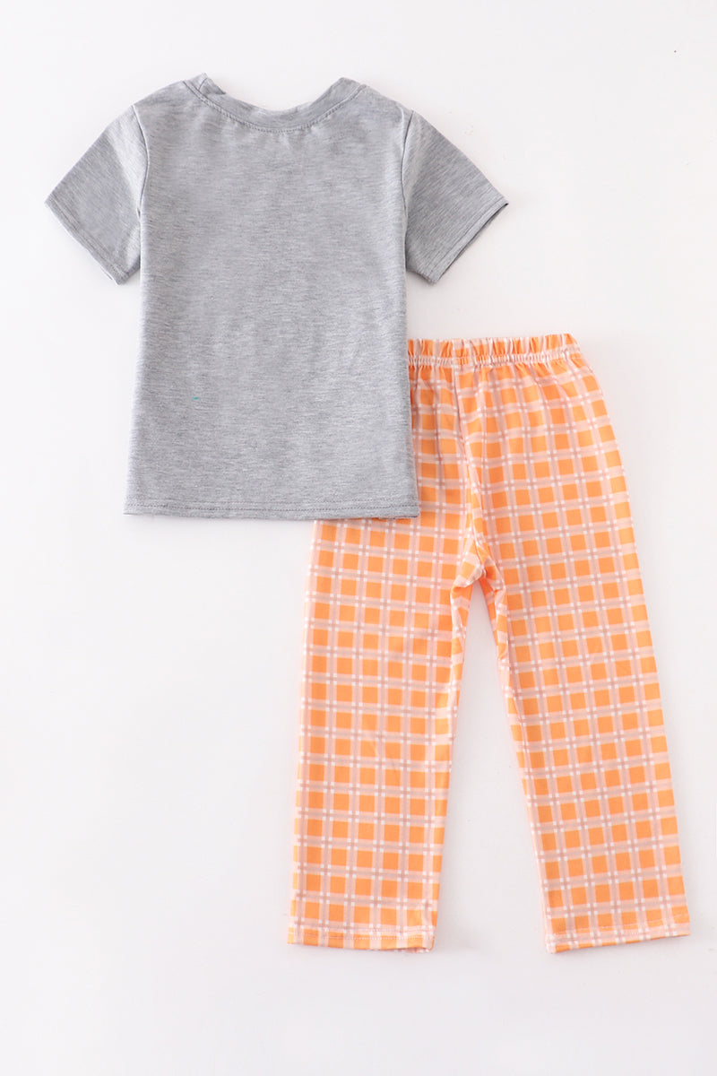 Orange Plaid Pumpkin Pant Set