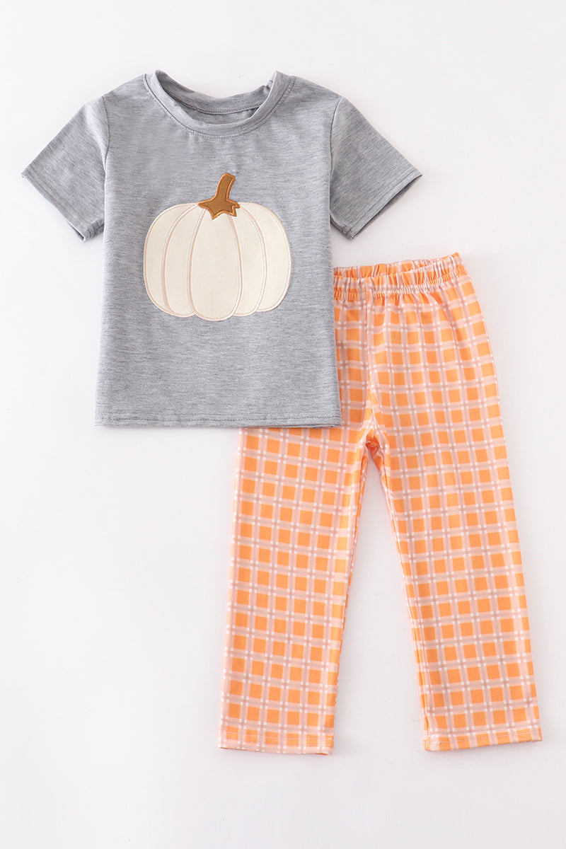 Orange Plaid Pumpkin Pant Set