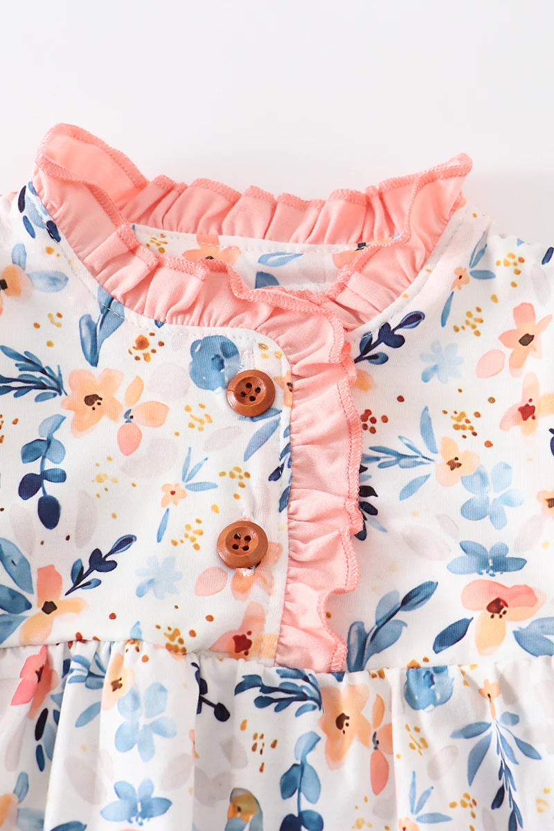 Pink Floral Print Baby Gown