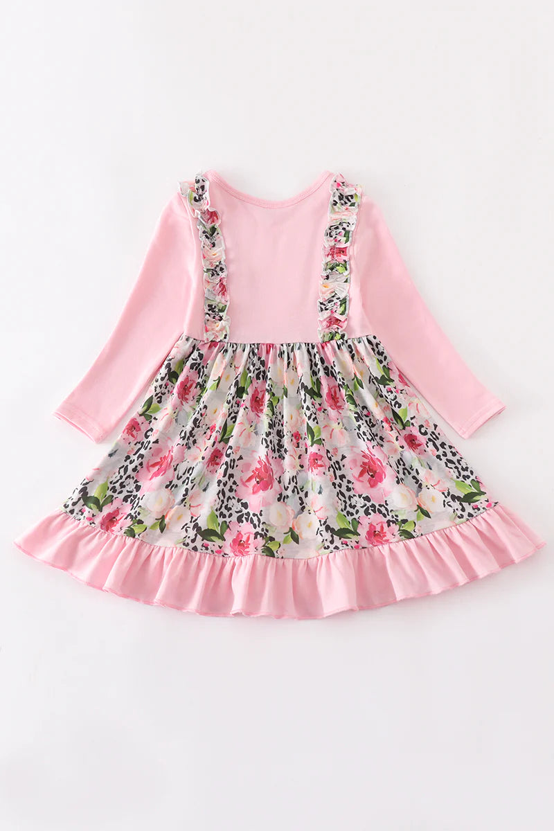 Pink Floral Dress with Ruffle Detail