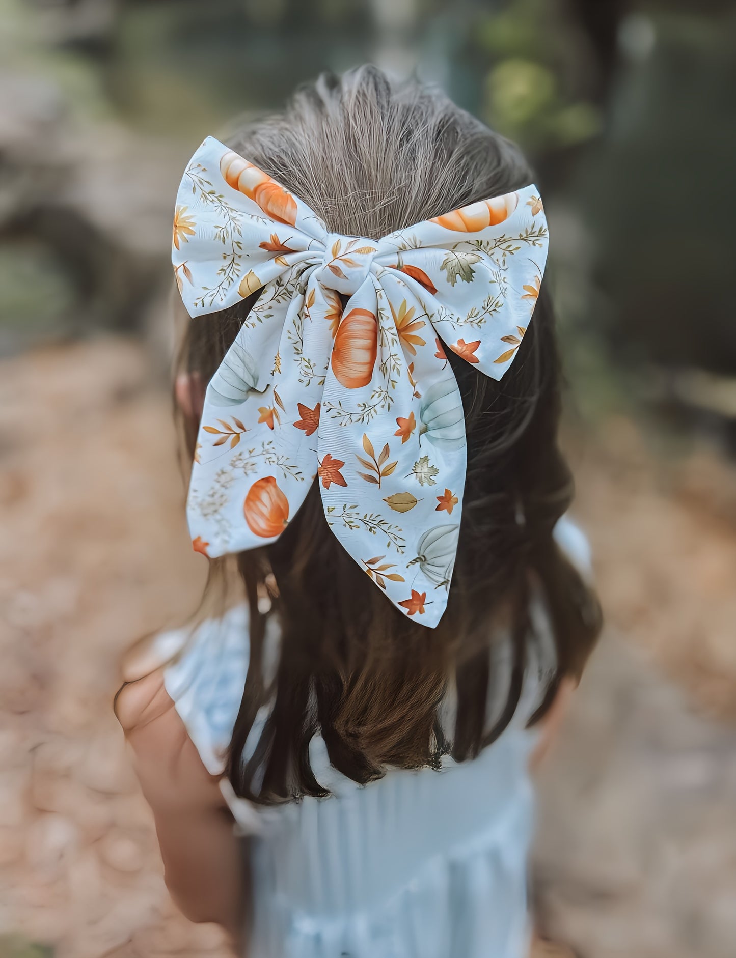 Pumpkin Print Hairbow 6 Inches