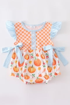 Pumpkin Print Bubble with Light Blue Accents