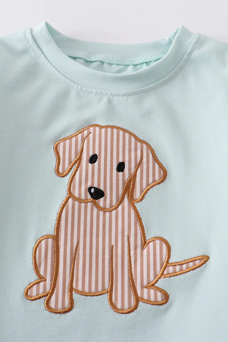 Sage Green Puppy Dog Applique Shirt