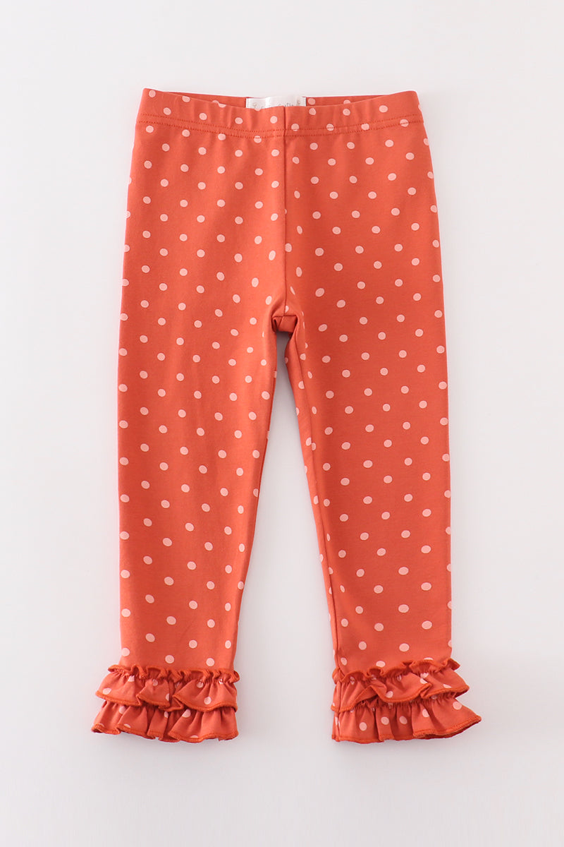 Rust Polka Dot Ruffle Pants