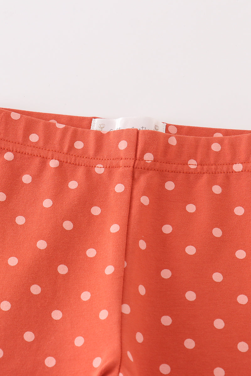 Rust Polka Dot Ruffle Pants