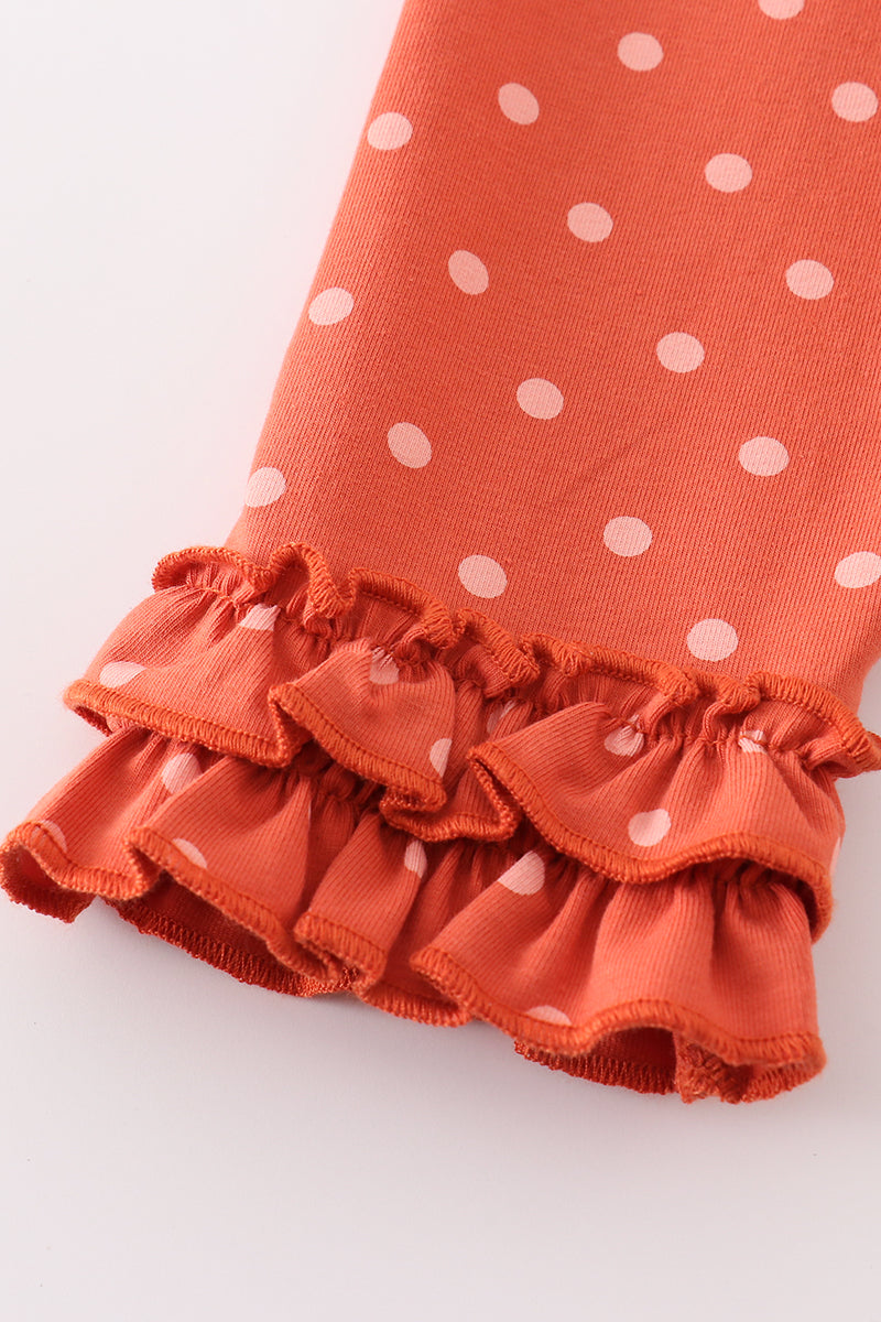 Rust Polka Dot Ruffle Pants