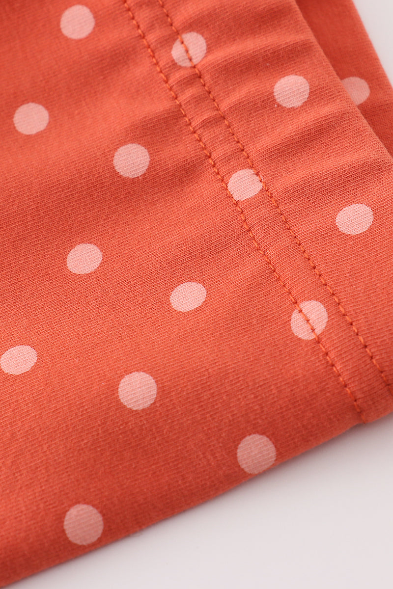 Rust Polka Dot Ruffle Pants