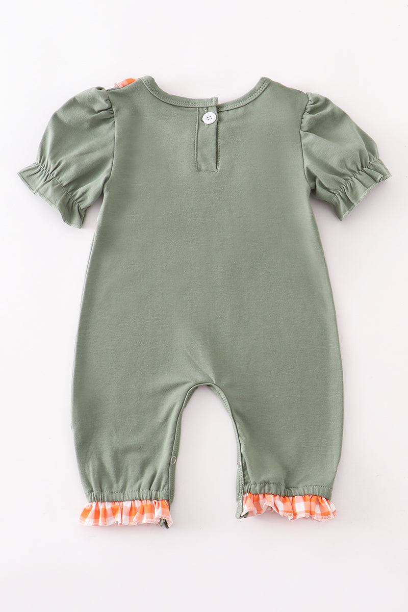 Sage Embroidered Pumpkin Romper