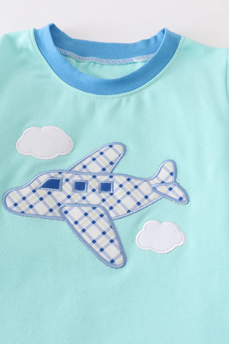 Flying Airplane Applique Pants Set