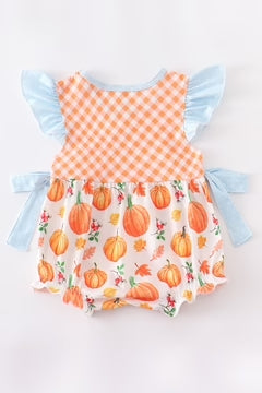 Pumpkin Print Bubble with Light Blue Accents