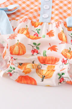 Pumpkin Print Bubble with Light Blue Accents