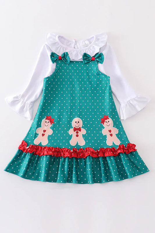 Gingerbread Trio Ruffle Dress