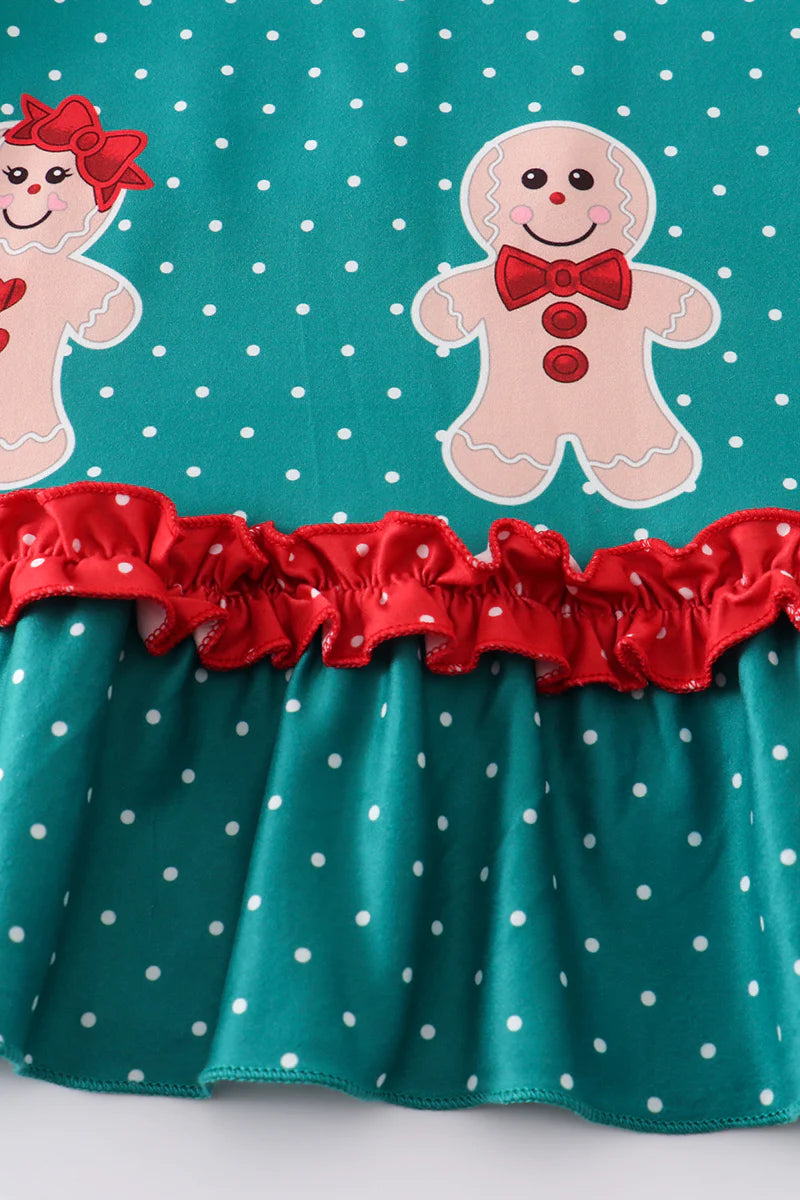 Gingerbread Trio Ruffle Dress