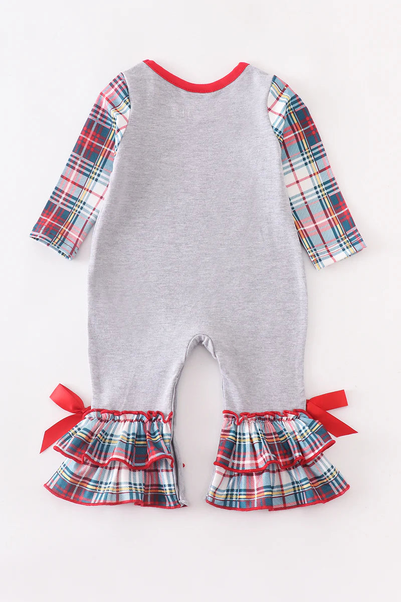 Grey Plaid Santa Romper